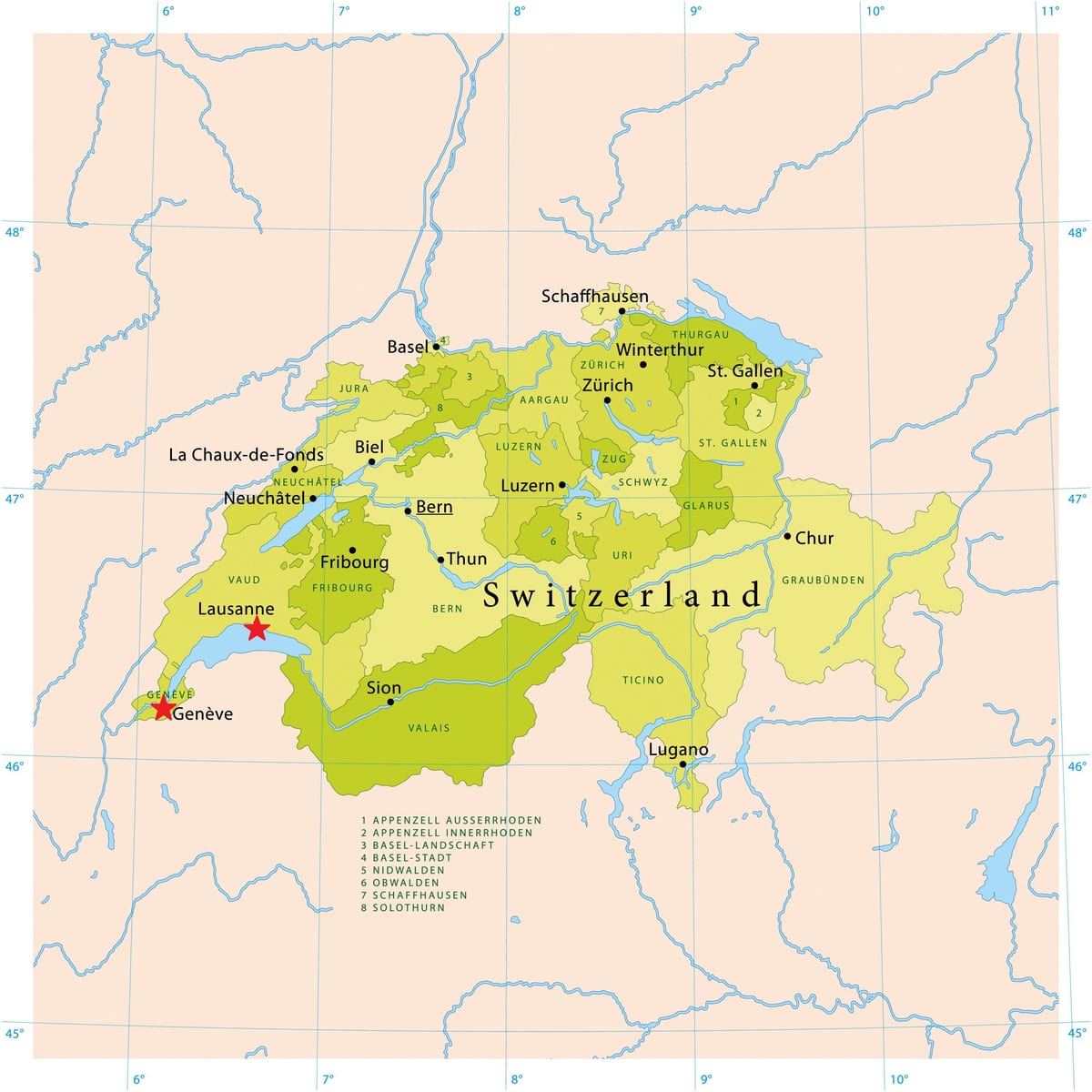 ನಕ್ಷೆ ಲೇಕ್ ಜಿನೀವಾ ಸ್ವಿಜರ್ಲ್ಯಾಂಡ್