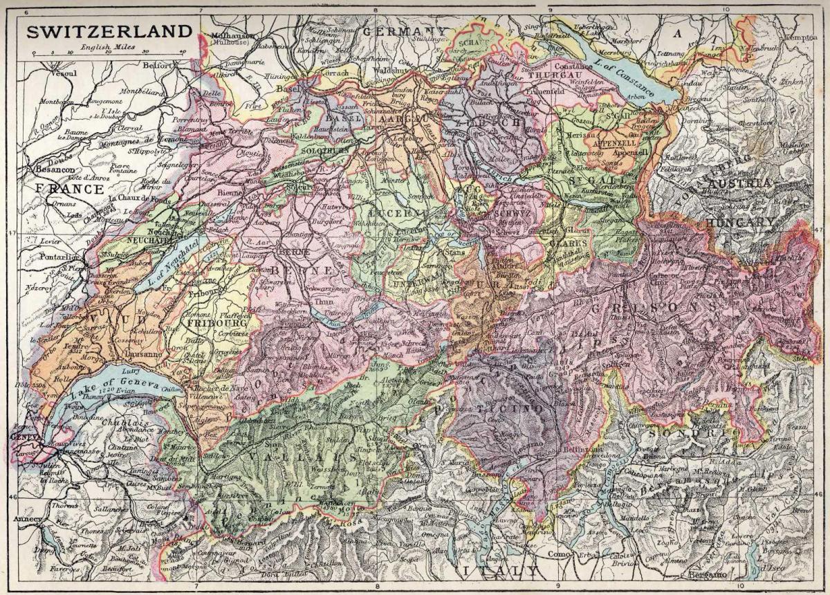 ಭೂಪಟ, ಹಳೆಯ ನಕ್ಷೆ ಸ್ವಿಜರ್ಲ್ಯಾಂಡ್